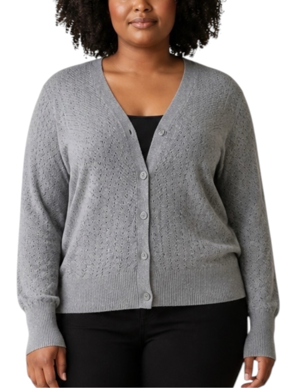 LANE BRYANT V-Neck Sparkly Silver Cardigan Sweater in Gray/Silver Size 18/20